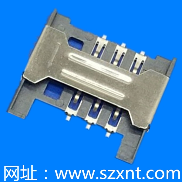 SIM卡座 hinged type 6Pin (H=1.8mm)無(wú)柱無(wú)偵測(cè)